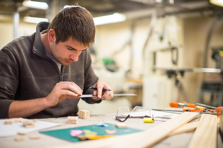 An Architecture student working in the studio. 